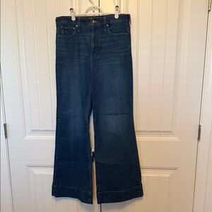 J. Crew Wide-Leg Trouser Jeans in Dark Blue Denim